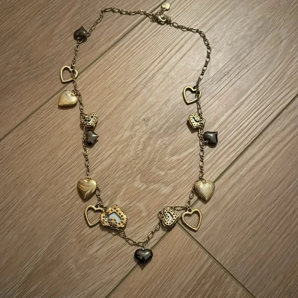 BETSEY JOHNSON SNAKESKIN HEARTS AND LOCKET NECKLACE